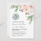 Waterverf Roze Bloemen Boeket Moslim Bruiloft Kaart (Voorkant)
