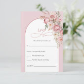 Waterverf roze bloemen boho boog rsVP kaart (Staand voorkant)