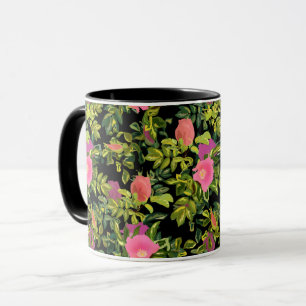 Waterverf roze bloemen botanische bloemige retro mok