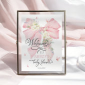 Waterverf Roze Bloemen Bow Baby shower Welkom Poster