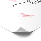 Waterverf Roze Bloemen Bow Baby shower Welkom Poster (Hoek)