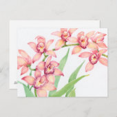 Waterverf Roze bloemen Briefkaart (Voorkant / Achterkant)