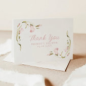 Waterverf Roze Bloemen Bruids Bruiloftsfeest Opgev Bedankkaart