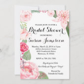Waterverf roze Bloemen Bruids Douche Uitnodiging (Voorkant)