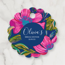 Waterverf roze bloemen bruidsfeest bedankjes labels