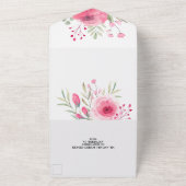 Waterverf roze bloemen bruiloft all in one uitnodiging (Buitenkant)