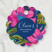 Waterverf roze bloemen bruiloft bedankjes labels (Achterkant)