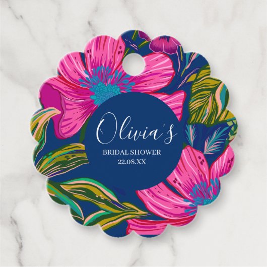 Waterverf roze bloemen bruiloft bedankjes labels (Voorkant)