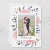  Waterverf Roze Bloemen bruiloft Bedankkaart (Voorkant)