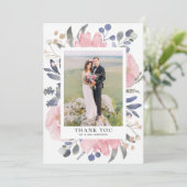 Waterverf Roze Bloemen bruiloft Bedankkaart (Staand voorkant)