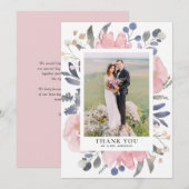  Waterverf Roze Bloemen bruiloft Bedankkaart (Voorkant / Achterkant)