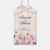 Waterverf roze bloemen bruiloft dank u cadeaulabel (Voorkant)