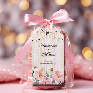 Waterverf roze bloemen bruiloft dank u cadeaulabel