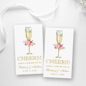 Waterverf Roze Bloemen Bruiloft Drink Ticket Kaart