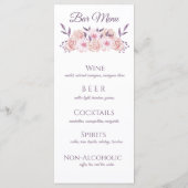 Waterverf Roze Bloemen-Bruiloft Menu- Menu (Achterkant)