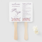 Waterverf roze bloemen-bruiloft programma- handwaaier (Voorkant en achterkant)