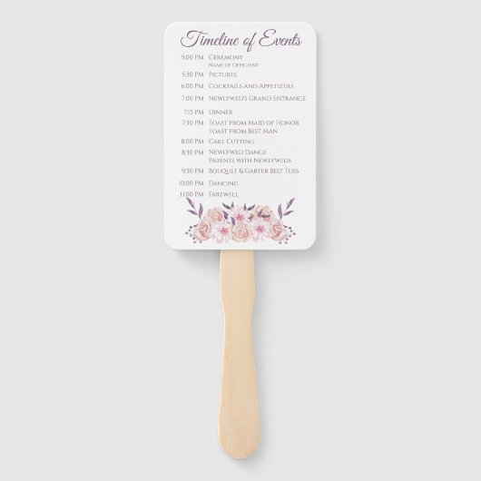 Waterverf roze bloemen-bruiloft programma- handwaaier (Achterkant)