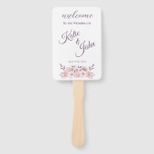 Waterverf roze bloemen-bruiloft programma- handwaaier (Voorkant)