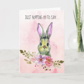 Waterverf Roze Bloemen Bunny Pasen Feestdagen Kaart (Voorkant)