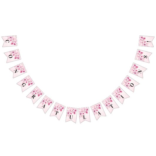 Waterverf Roze Bloemen Bunting Flag Vlaggetjes (Alle)