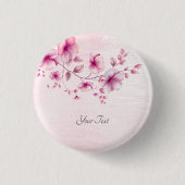 Waterverf Roze Bloemen Button (Voorkant)