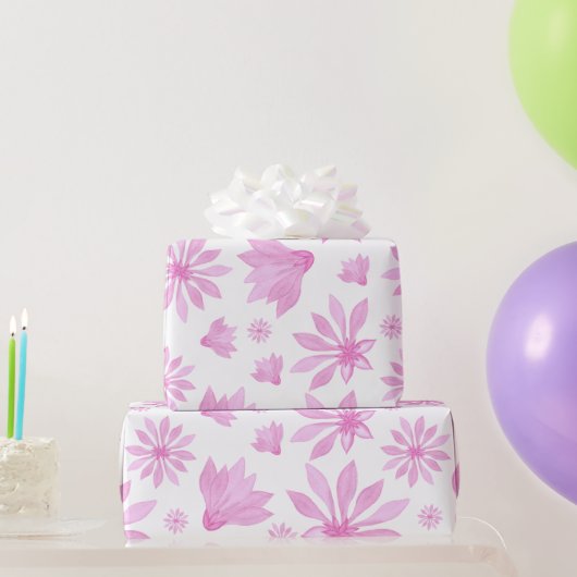 Waterverf Roze bloemen Cadeaupapier (Feestgeschenken)