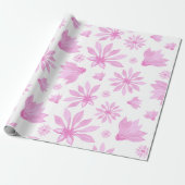 Waterverf Roze bloemen Cadeaupapier (Uitgerold)