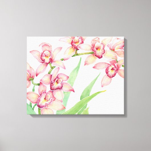 Waterverf Roze bloemen Canvas Afdruk (Voorkant)