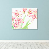 Waterverf Roze bloemen Canvas Afdruk (Insitu (Houten vloer))