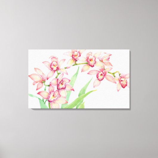 Waterverf Roze bloemen Canvas Afdruk (Voorkant)