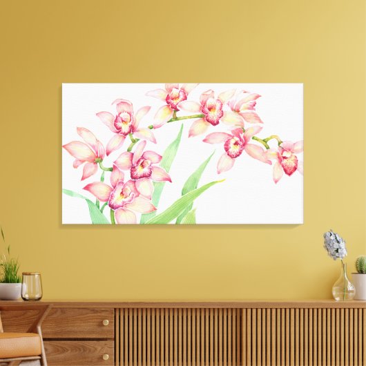 Waterverf Roze bloemen Canvas Afdruk (Insitu (Woonkamer))