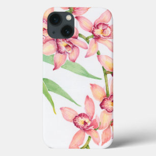 Waterverf Roze bloemen iPhone 13 Hoesje