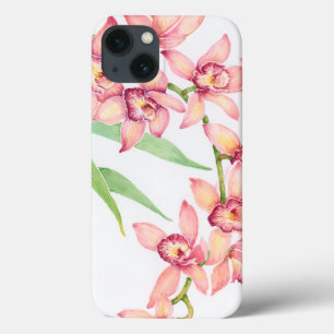 Waterverf roze bloemen iPhone 13 hoesje