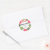 Waterverf Roze bloemen cirkel Wreatadres Ronde Sticker (Envelop)