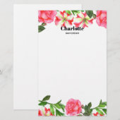 Waterverf Roze bloemen cirkel Wreater Briefpapier (Voorkant / Achterkant)