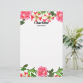 Waterverf Roze bloemen cirkel Wreater Briefpapier (Staand voorkant)