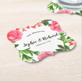 Waterverf Roze bloemen cirkel Wreater Kartonnen Onderzetters (Gekanteld)