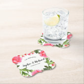 Waterverf Roze bloemen cirkel Wreater Kartonnen Onderzetters (Insitu)