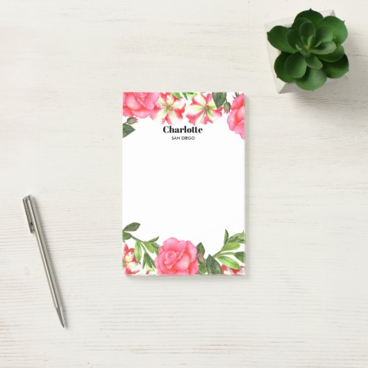 Waterverf Roze bloemen cirkel Wreater Post-it® Notes (Kantoor)