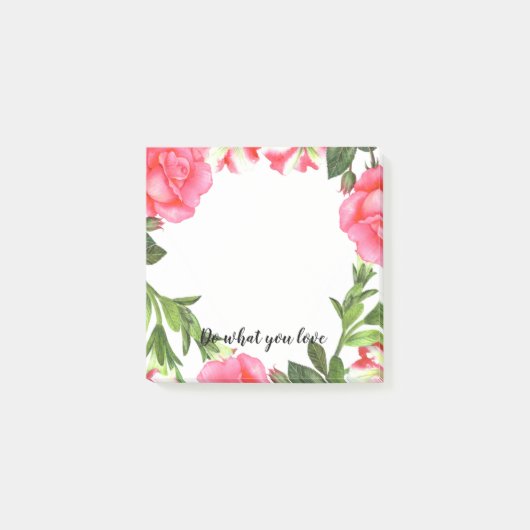 Waterverf Roze bloemen cirkel Wreater Post-it® Notes (Voorkant)