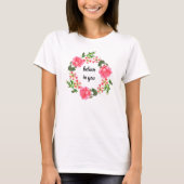 Waterverf Roze bloemen cirkel Wreater T-shirt (Voorkant)