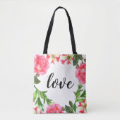 Waterverf Roze bloemen cirkel Wreater Tote Bag (Voorkant)