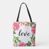 Waterverf Roze bloemen cirkel Wreater Tote Bag (Achterkant)
