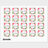 Waterverf Roze bloemen cirkel Wreater Vierkante Sticker (Vel)