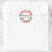 Waterverf Roze bloemen Cirkel Wreatmonogram Ronde Sticker (Tas)