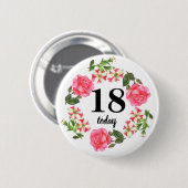 Waterverf roze bloemen cirkelvormig ontwerp ronde button 5,7 cm (Voorkant /achterkant)