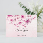 Waterverf Roze Bloemen Dank u kaart (Staand voorkant)