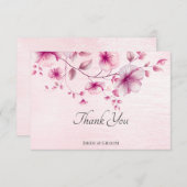Waterverf Roze Bloemen Dank u kaart (Voorkant / Achterkant)