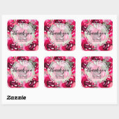 Waterverf Roze bloemen Dank u Vierkante Sticker (Vel)