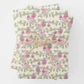 Waterverf roze bloemen die papierbladen oppakken inpakpapier vel (In situ)